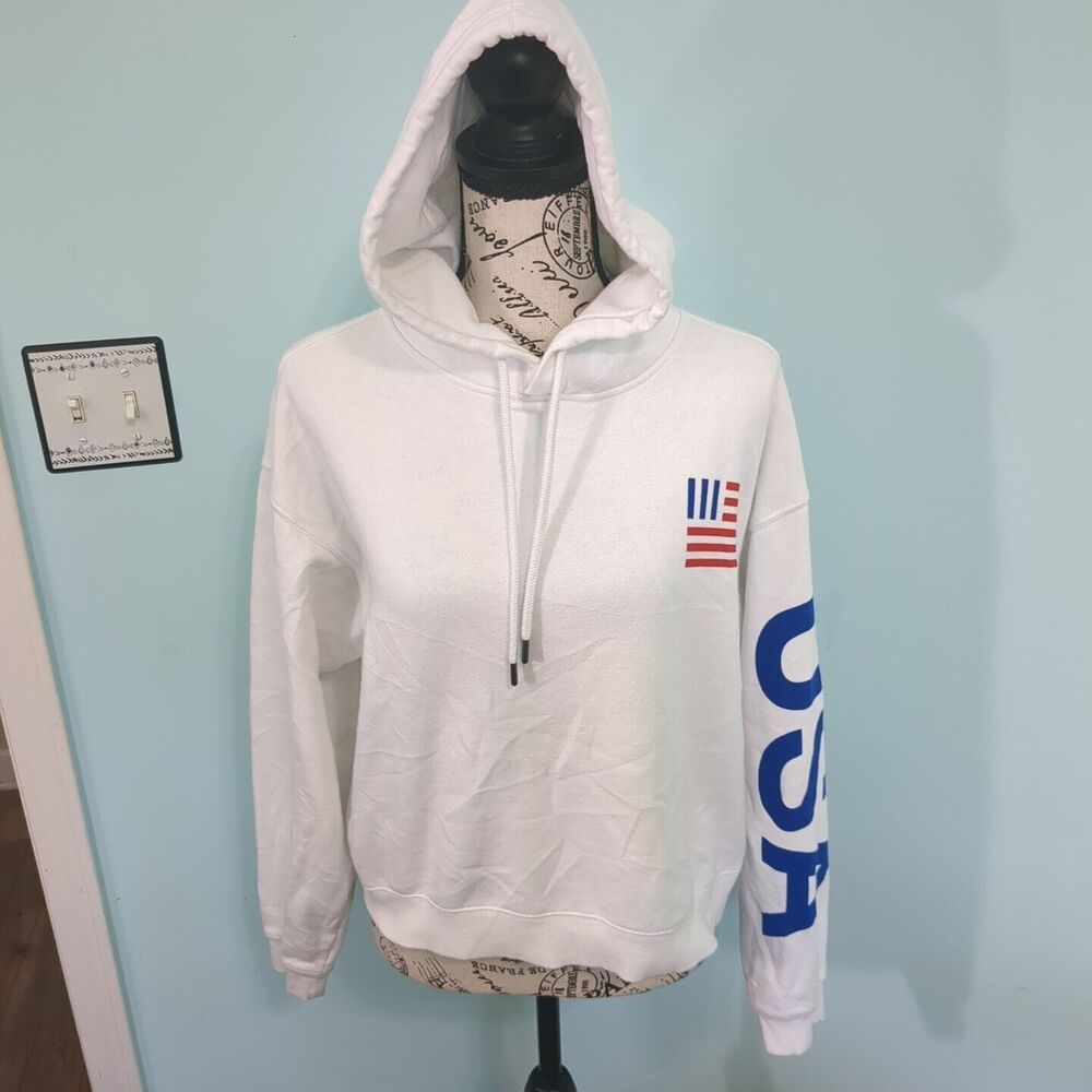The North Face Women USA IC Pullover WHITE medium hoodie Hooded crop sweatshirt